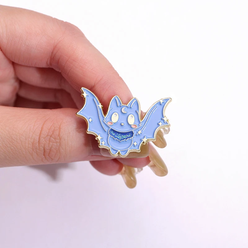 Cartoon Bat Fox Enamel Pin Badge Jewelry Metal Brooch Lapel Clothes Shirt Hat Backpack Accessories Custom Friends Gift Halloween