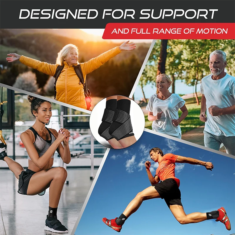 Custom Adjustable Ankle Pads Brace Compression Sleeve Pair Ankle Protection Support With Adjustable Strap