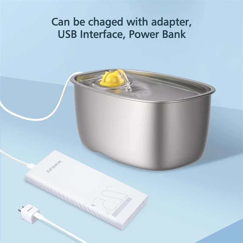 Wholesale Popular Safe Quiet Usb Port Auto Dog Cat Pet Water Dispenser 2L Stainless Steel Pet Water Fountain For Cats