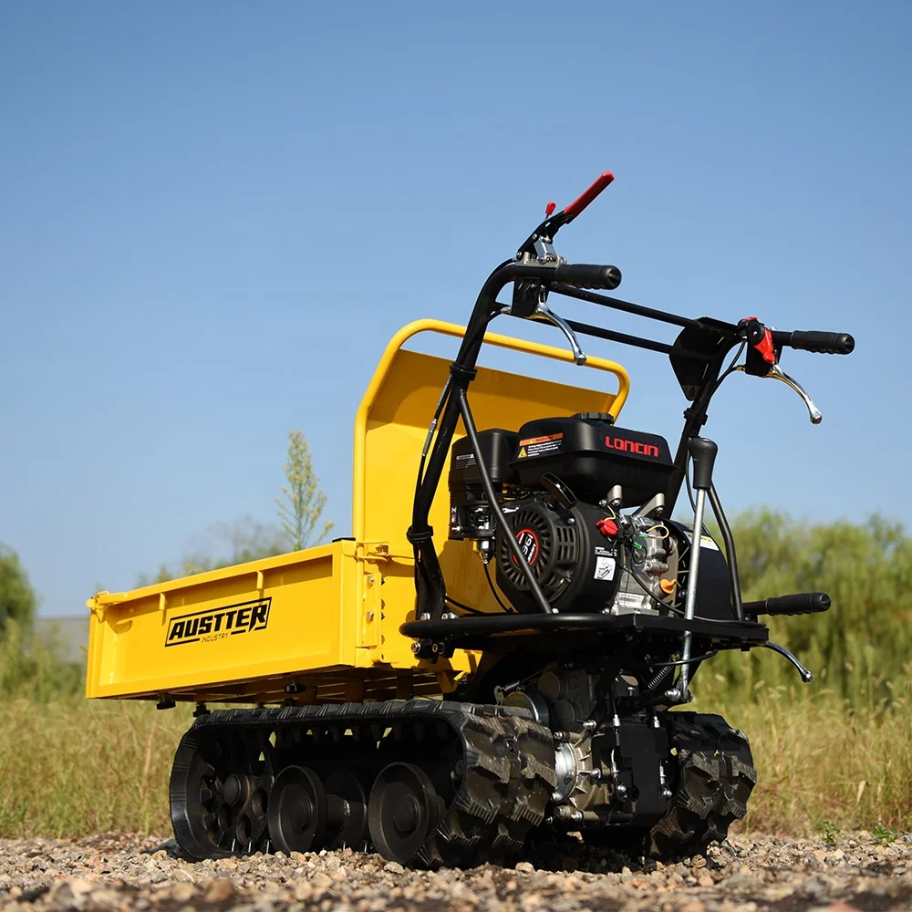 AUSTTER Mini Transporter 300Kg Gasoline Engine Powered Track Carrier Small Dumper Truck Motorized Wheelbarrow for Sale