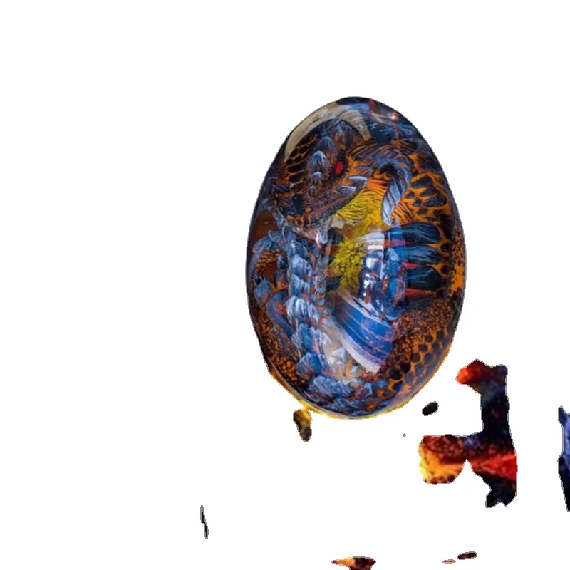 Dream Crystal Transparent Glowing Lava Dragon Egg-resin Sculpture Desktop Ornaments Home Decoration Ornaments Souvenirs