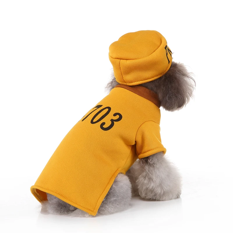 Most popular Best choice Dog Clothes-Digital Prison Uniform Yellow dogs cloth pet clothes