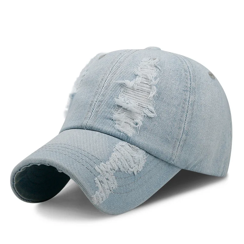 High Quality Cotton Embroidered Logo Baseball Caps Dad Hats Denim Cowboy Fashion Denim Hats for Women