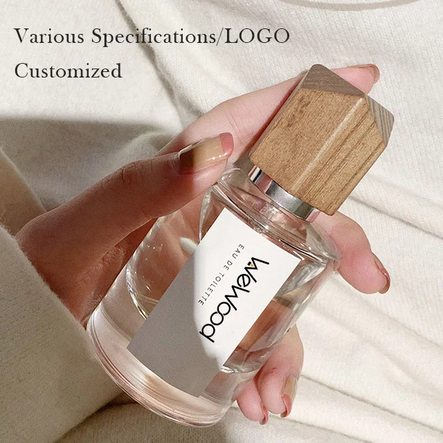 Vietnam Polished Diamond Shape Wood Cap Refillable Spray Clear Luxury Spray Empty Round Bottles For Vintage Perfume