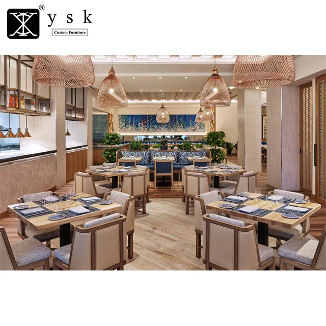 Commercial Furniture Restaurant Wooden Dining Table and Leather Chair Sets RF-598