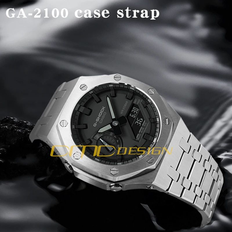GA-2100 Gen.5 Rainbow color Stainless Steel band Watch strap Metal case Modification Kit for G Shock GA2100 Replacement