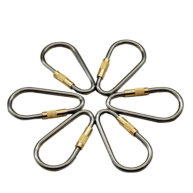 Lightweight small screw locking carabiners D ring keychain titanium carabiner for keys Burnt Blue