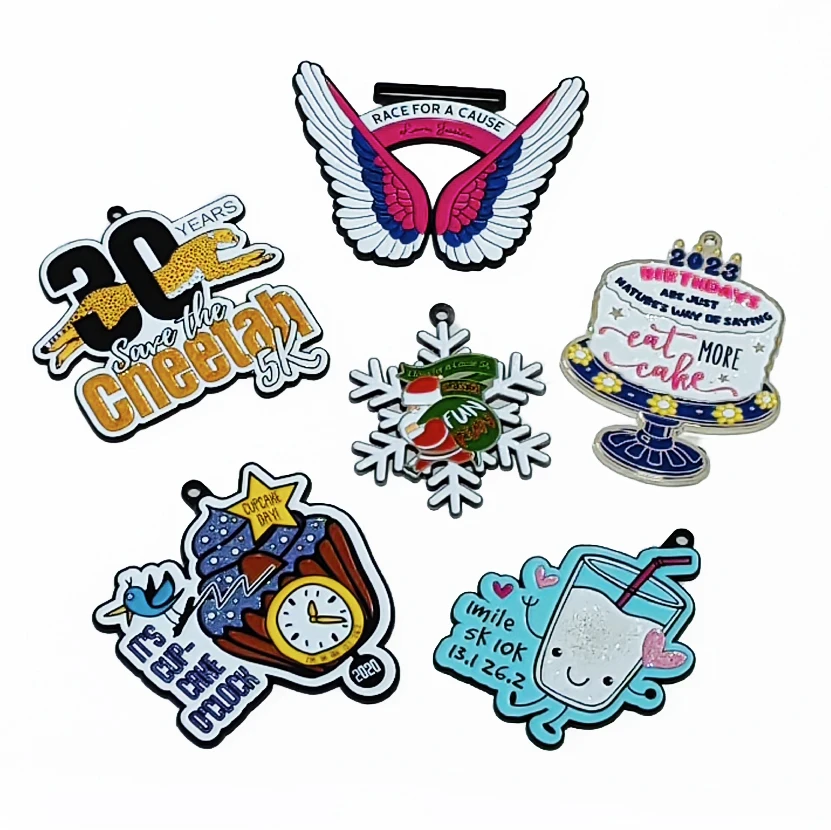 Promotional Custom Made Hard Enamel Glitter Butterfly Medal with Bespoke Sublimated Ribbon for Events and Competition medallero