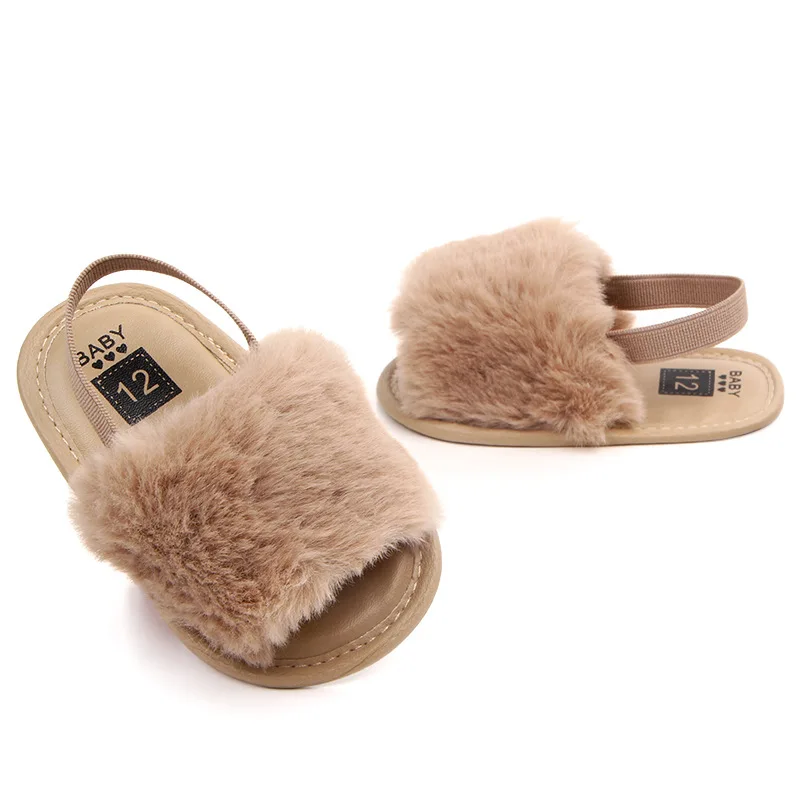 Mulit-colors Infant Girls Soft Sole Shoes Plush Slide Sandal Summer Toddler Princess Non-slip Crib Shoes For Girls