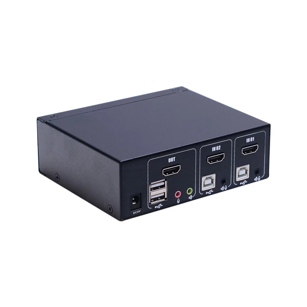 Professional R&D Center 4K@30fp Video Resolution Single Monitor 2 Port HDMI KVM Switch