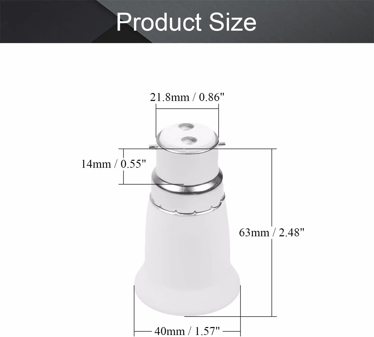 B22 to E27 Socket Adapter 4A PBT Plastic AC 90-240V 120 Degree Heat Resistant White Light Bulb Adapter