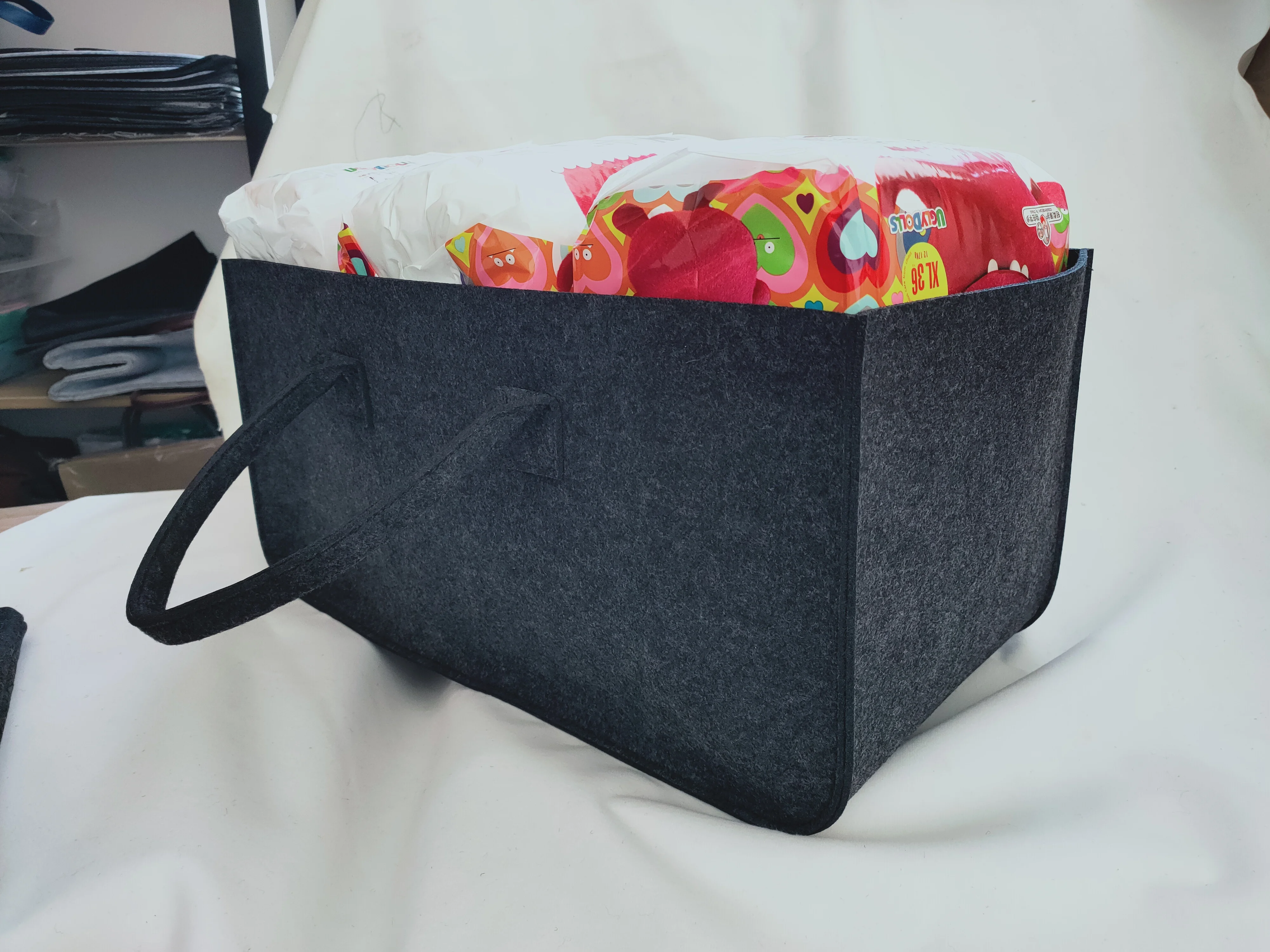 Reusable Custom Logo Eco-friendly Casual Large Capacity felt bag women felt tote bag handbags wool felt firewood bag