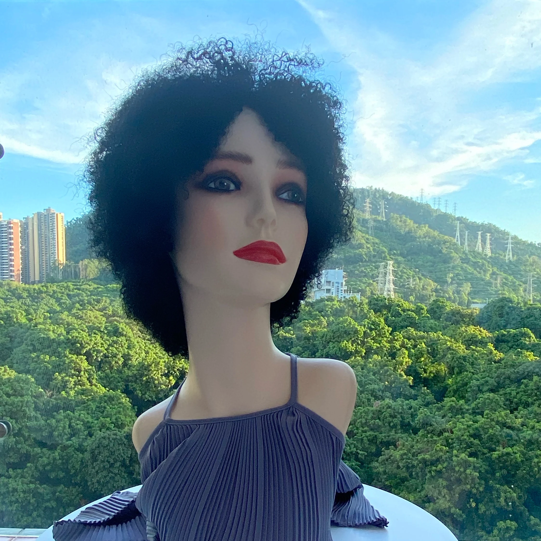 Bulk Scalp Bleached Knots Vrigin Glueless Highlight Black Women Human Baby Hair Pixie Cut Bob Afro Kinky Curly Wigs