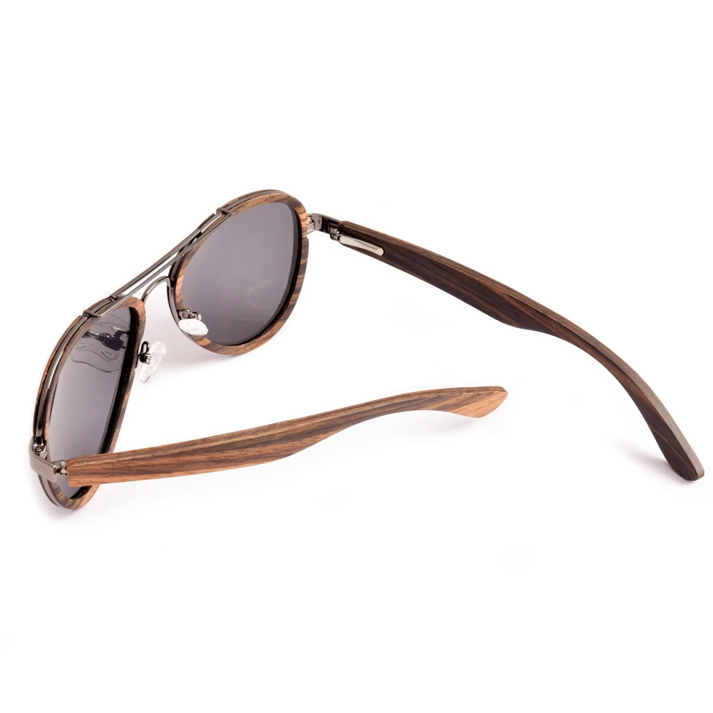 Bamboo Eyeglasses Unisex High Quality Black Ebony Sun Glasses Custom Logo Handmade Fashion Army Pilot Polarized Wood Sunglasses