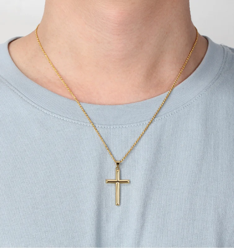 R.GEM.  Women Girls Trendy Jewelry S925 Sterling Silver Chain Leather Chain Good Plated Cross Pendant Necklace