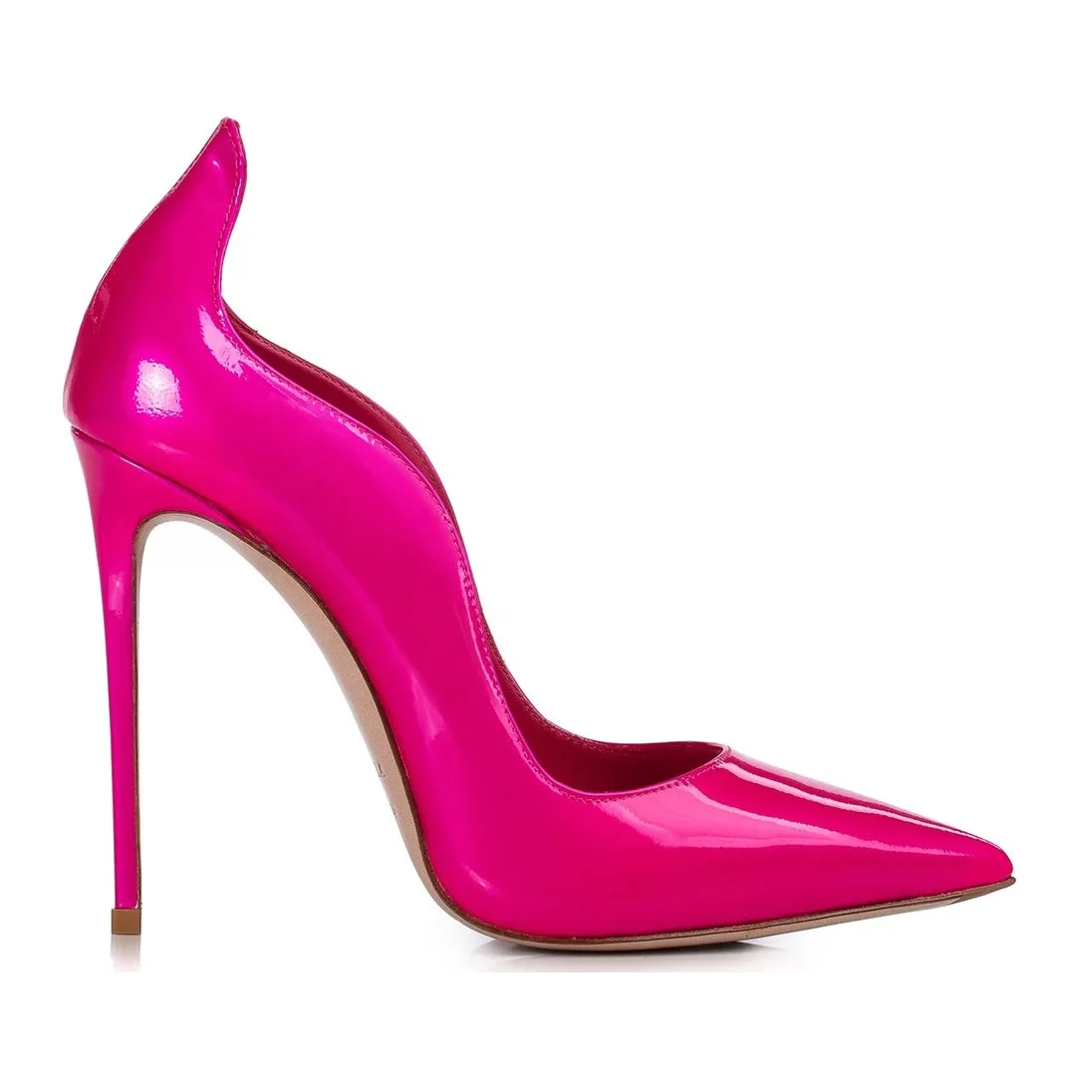 Anmairon Designer Shoes Women Heels 2021 Pointed Toe Spike Wave Shape For Ladies Fluorescent Green