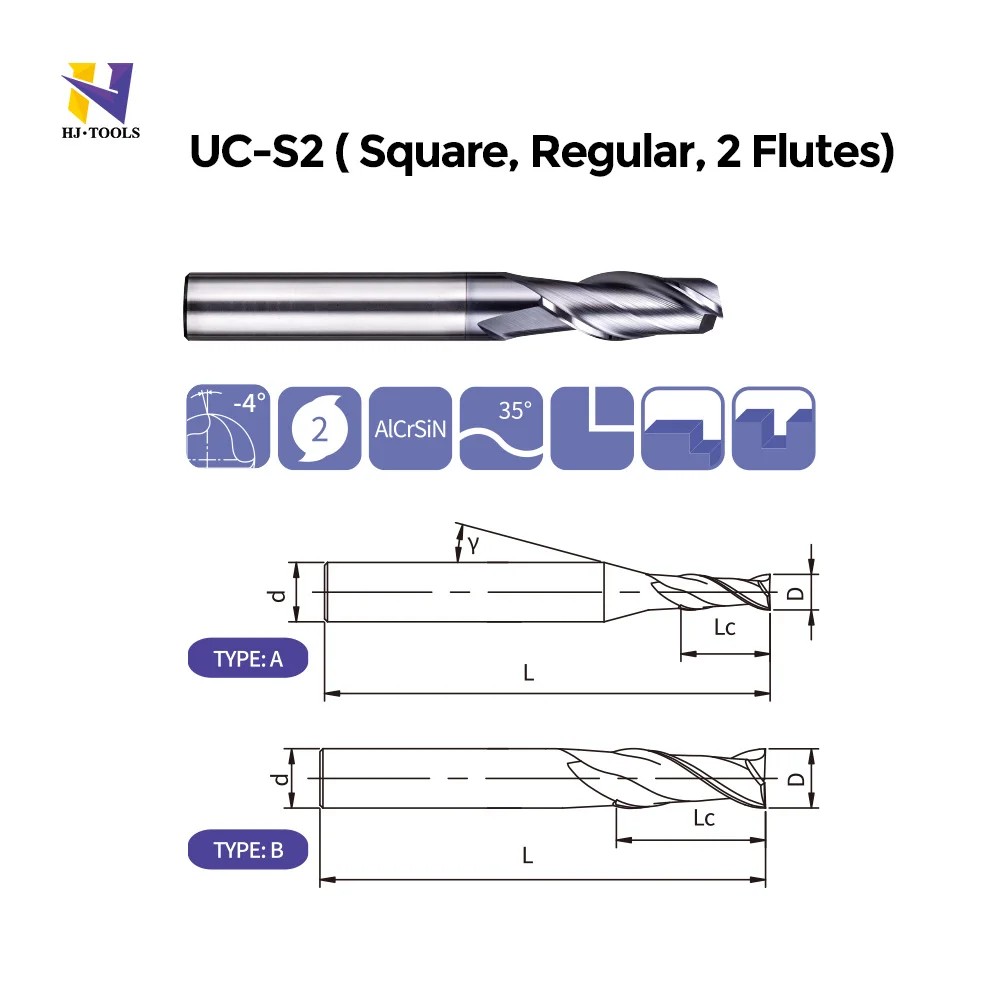 Ordianry Steel Flat carbide end mill carbide cutting tools 2 Flutes solid carbide endmills