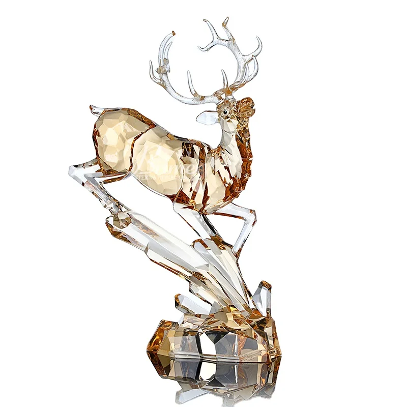 Clear Transparent Acrylic Crystal Resin Home Decoration Animal Deer Figurine Sculpture