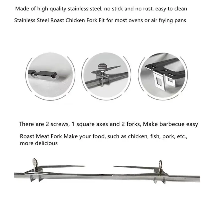  Factory direct supplier Stainless Steel BBQ tool Air Fryer Fork Roast Chicken Fish Meat Grilling