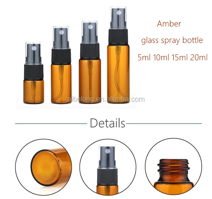 IBELONG Wholesale 5ml 10 ml 15ml 20ml Small Amber Glass Mist Spray Perfume Bottle Mist Atomizer Perfume Glass Bottle Supplier