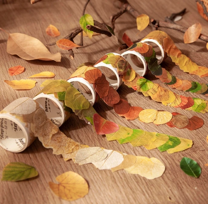 Hot Sales Simulation Leaf Petal-Shaped Vintage Stickers Plant Series Handbills DIY Handbook Diary Decorative Stickers