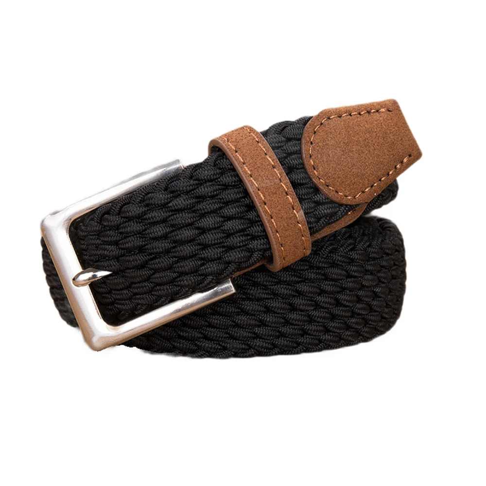 
Young men and women white cloth belt belt canvas BF wind double ring buckle simple joker Korean student knitting summer 