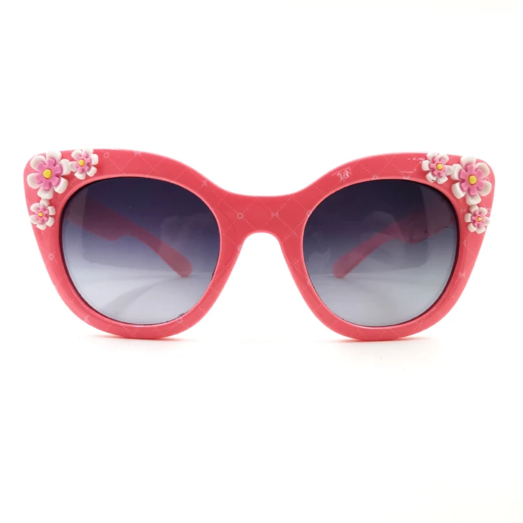 Flexible polarized cat eye flower kids sunglasses with blue light filter
