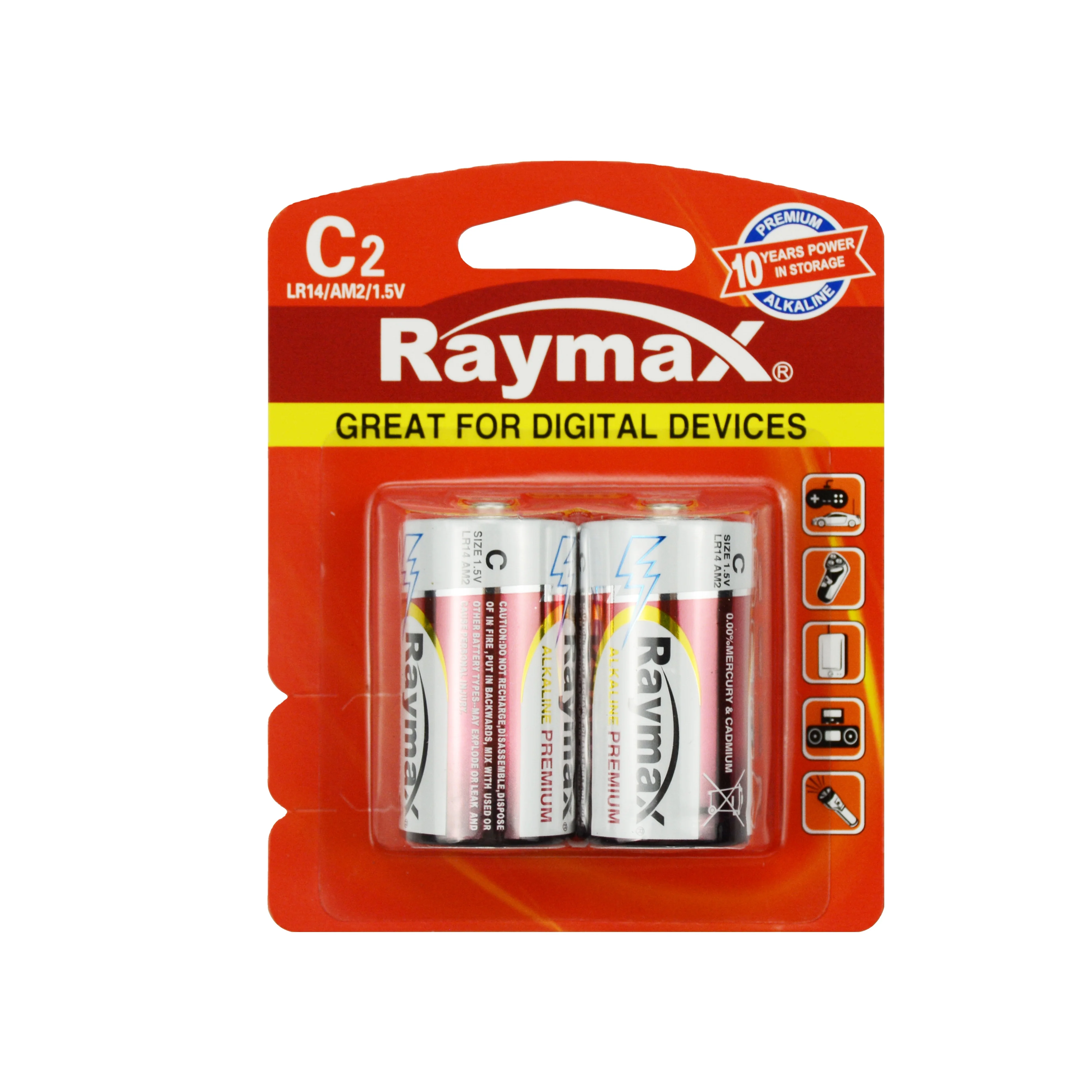 Raymax  Mustang Battery Supplier Long life  Size C  am2 1.5v c  LR14 alkaline dry battery remote For Torch