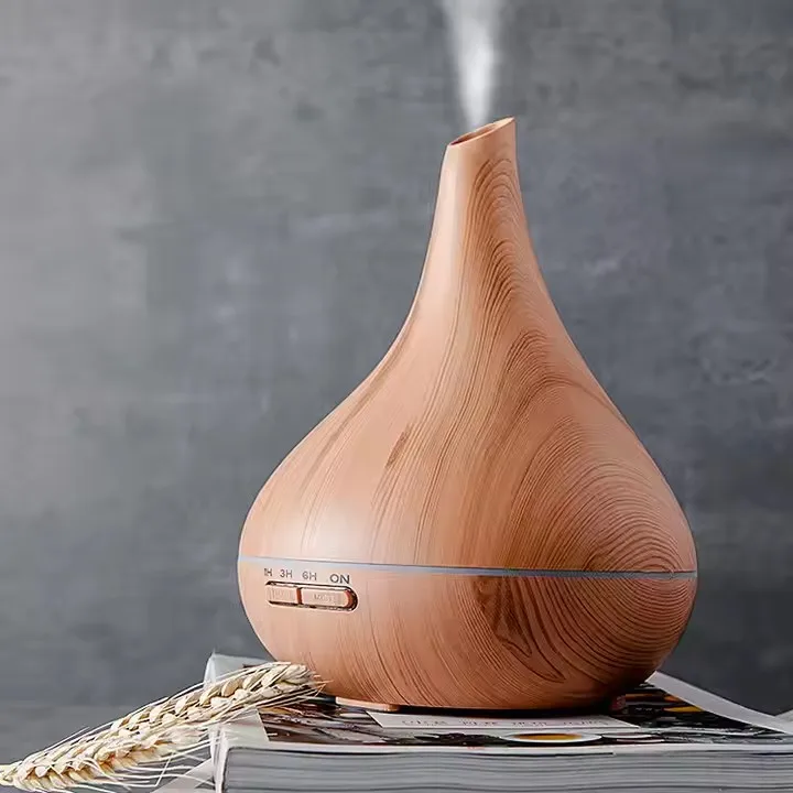 Ultrasonic Air Humidifier Aroma Essential Oil Diffuser With Wood Grain 7 Color Changing Led Lights For Bedroom