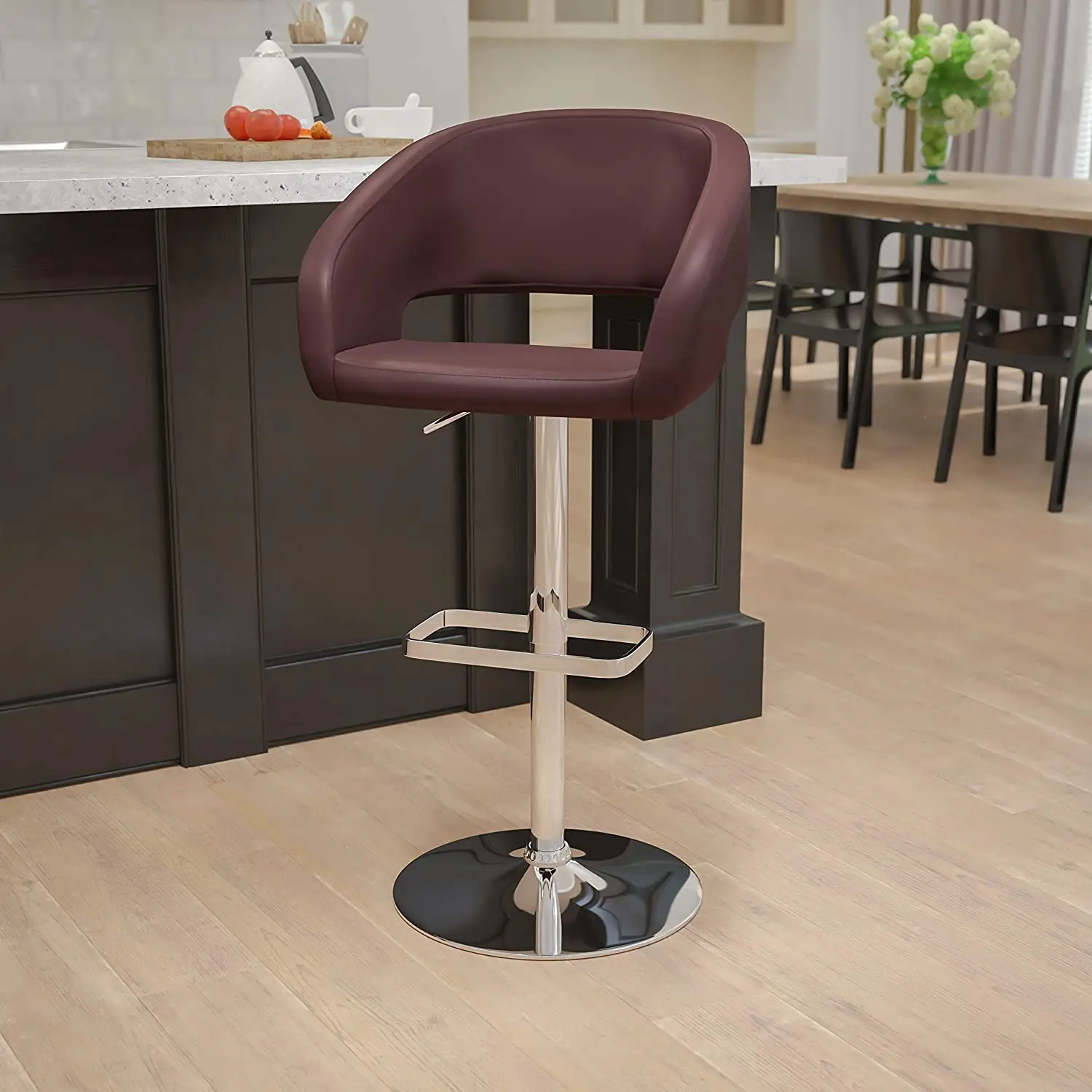 Wholesale commercial vintage upholstered black leather swivel modern bar stools