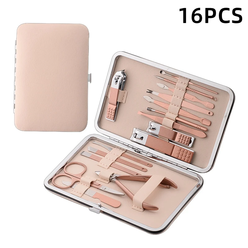 Stainless Steel Manicure Set 16 Pieces Private Label Nail Sets Beauty Manicure Pedicure Set