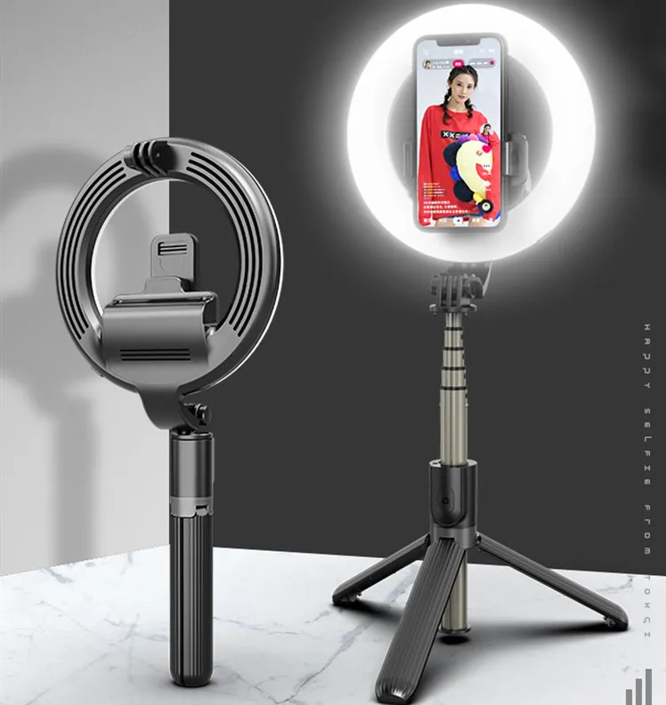 New Foldable Selfie Stick Tripod With Phone Ring Light Led Ring Lamp Tripod with Wireless Remote Control For Live Streaming