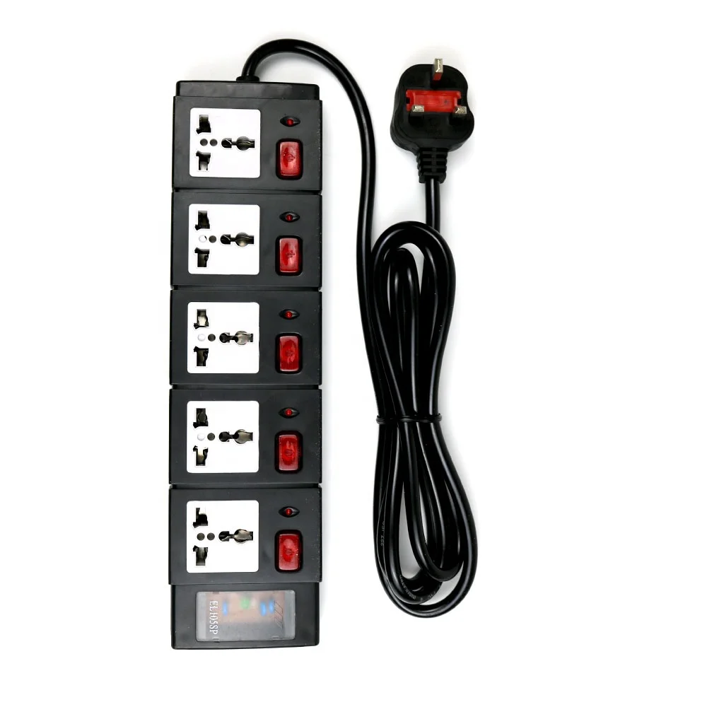 Model DZ-105 EU standard multi plug 5 way Electronic Power outlet eu standard extension electric socket