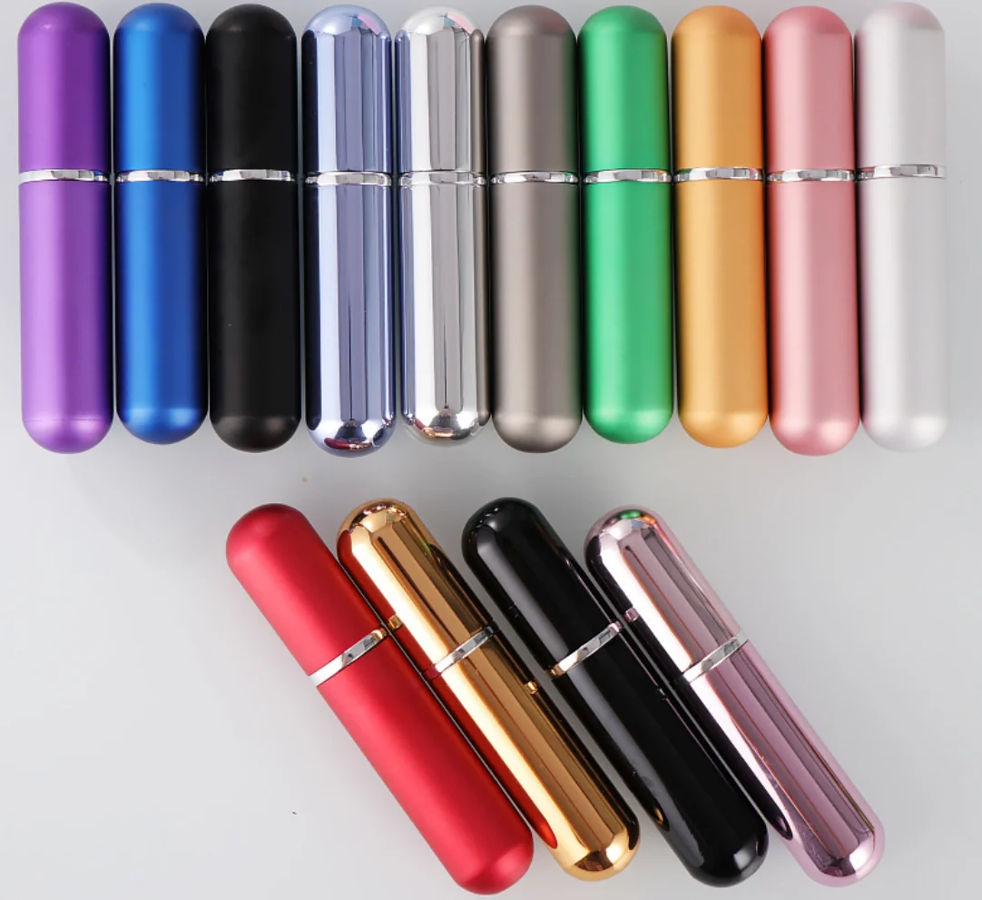 Colorful Portable 5ml perfume bottle with shell and inner bottle mixed color refillable perfume bottle