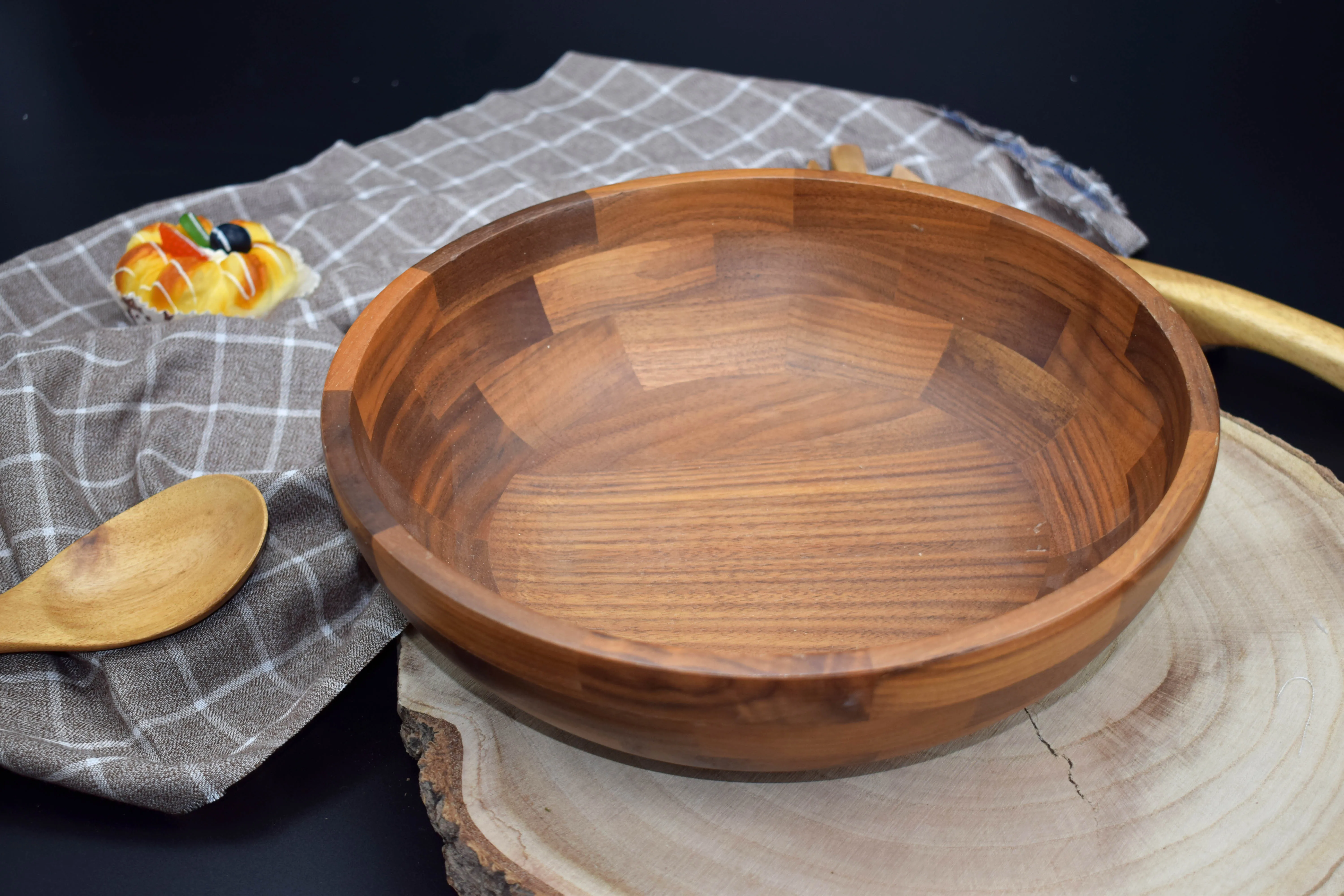 Simple Unique Natural Smooth Round Salad Mixing Rice Solid Food Noodle Serving Bowls