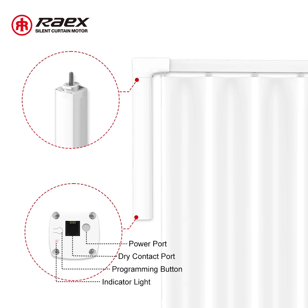 Tuya Zigbee 6.2m Driver 1.2nm Smart Wifi Rs485 Round Curtain Motor