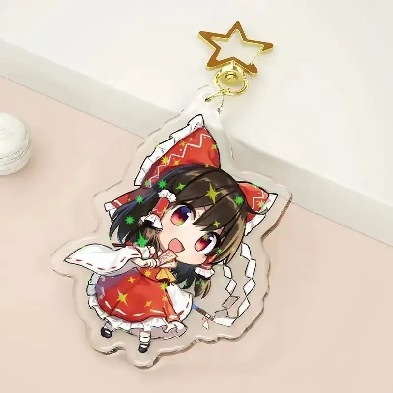 Anime Character Epoxy Keychains Laser Cut Transparent Plastic Charm Resin Holographic Keychain Colorful Custom Acrylic Key Rings