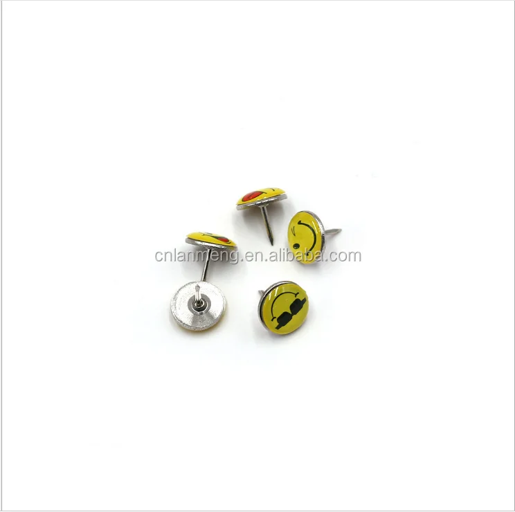 Decorative Colorful Design 100PCS Soft Flat Steel for Photos Wall Maps Corkboards 11mm Thumb Tacks Push Pins Smile drawing pin