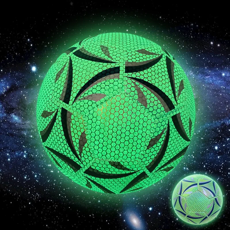 Super fiber Standard Size 5 Reflective Soccer green Luminous Night Glow Footballs Adult Child Pu Sports Match Training Balls
