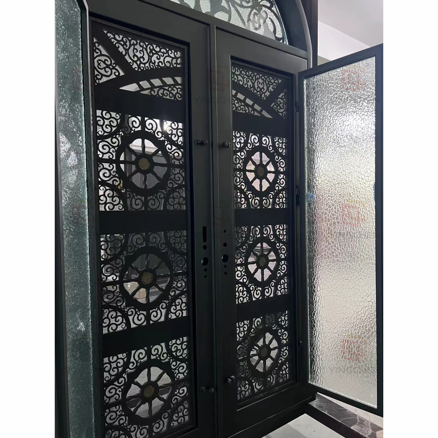 Modern Main Entrance House Security Double Front Doors Wholesale Price Exterior Wrought Iron Door