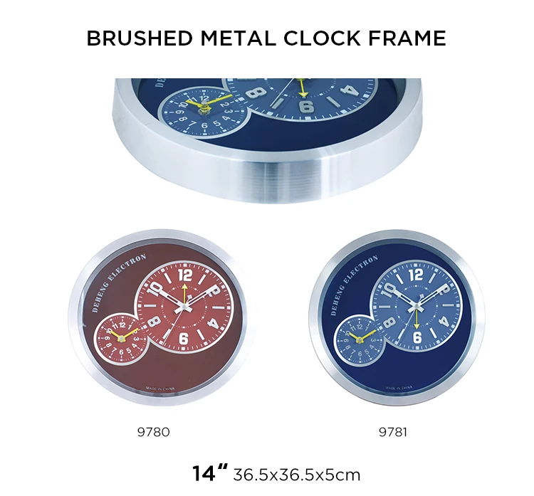 14 inch multi-function watch shape  Metal  wall clock for  home decoration