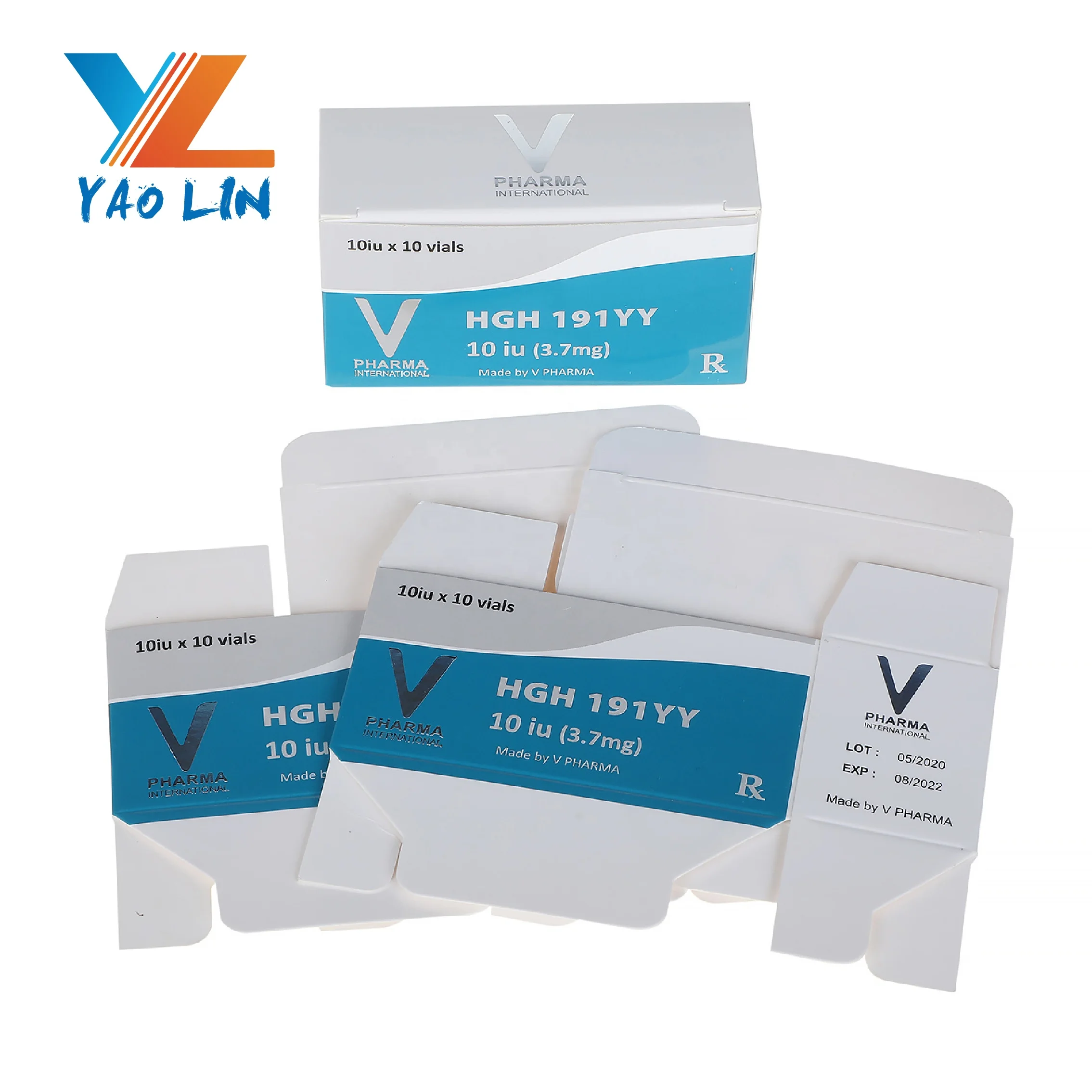 custom printing 2ml x 10 bottles 10IU vial H G H packaging boxes for peptides