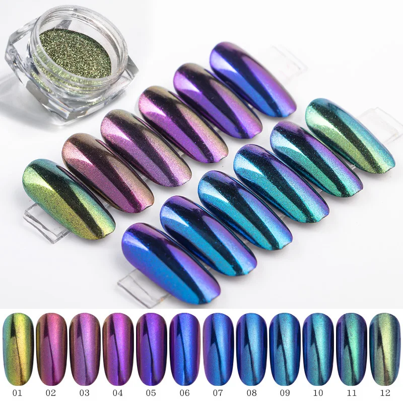 Nail 12 color set infiltration magic powder super fine shiny gel nails acrylic glitter powder