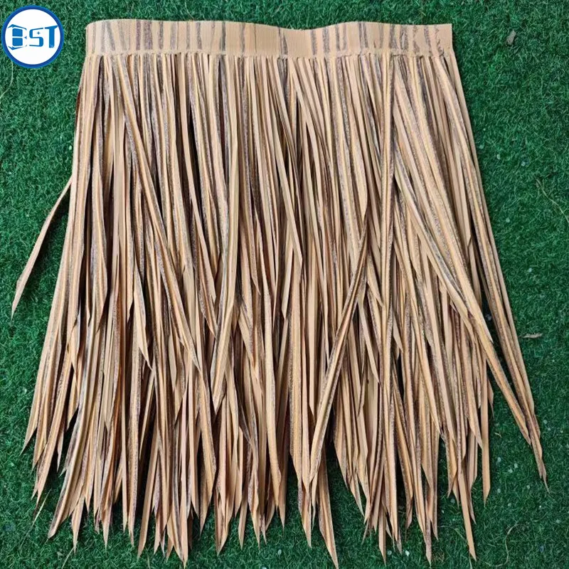 Water resistant emulation palm leaf thatch roof synthetic palm artificial straw plastic thatch for farm roofing