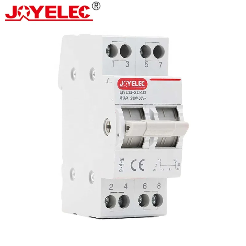 Joyelec переключатель Американская классификация проводов 2р 40A 63A 230/400vac модульный двойной мощность ручного переключения передачи установка на din-рейку