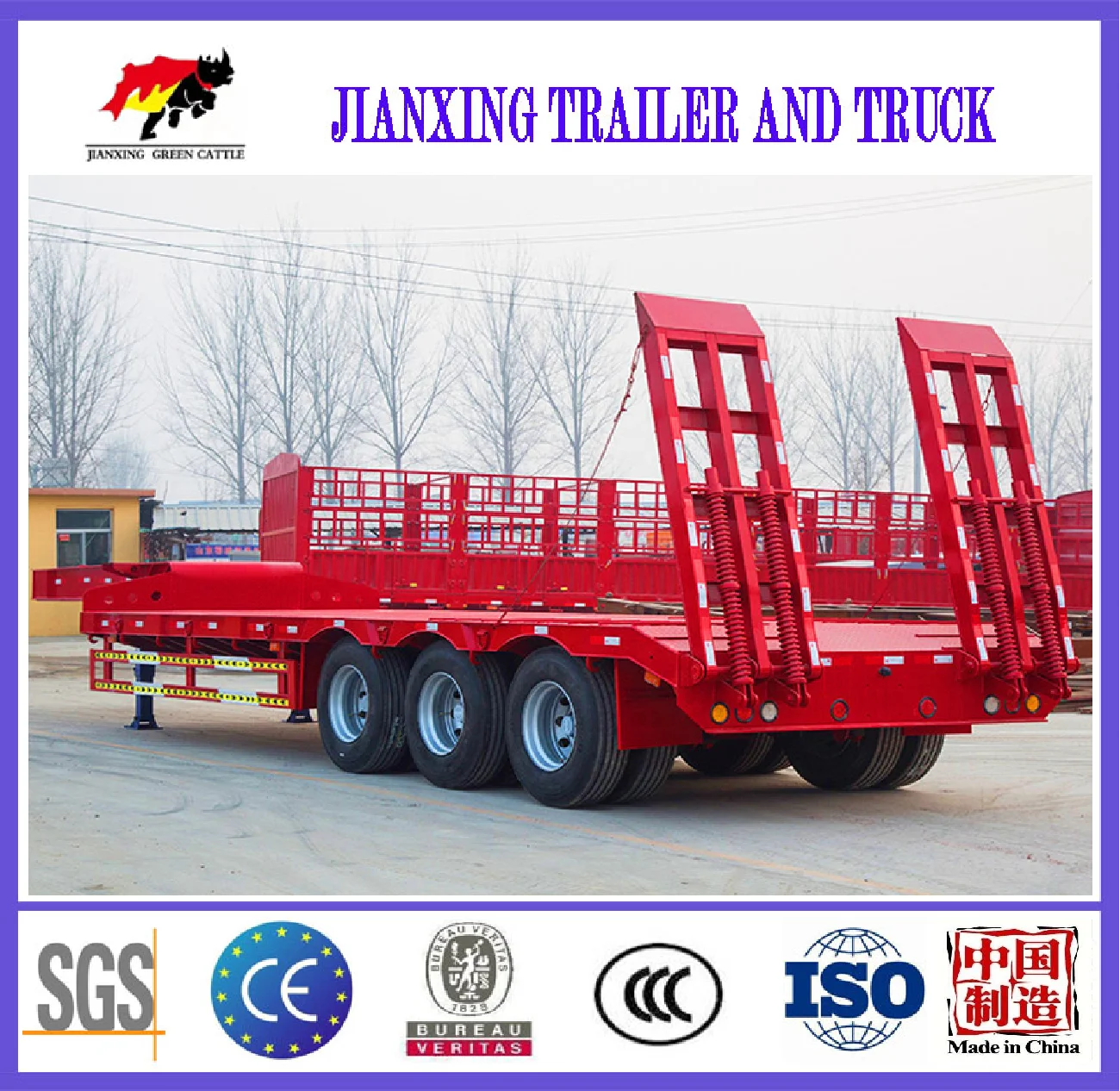 High Quality Steel With Strong Rigidity And Strength Excavator Transporter Gooseneck  Lowboy Semi Trailer At Affordable Price