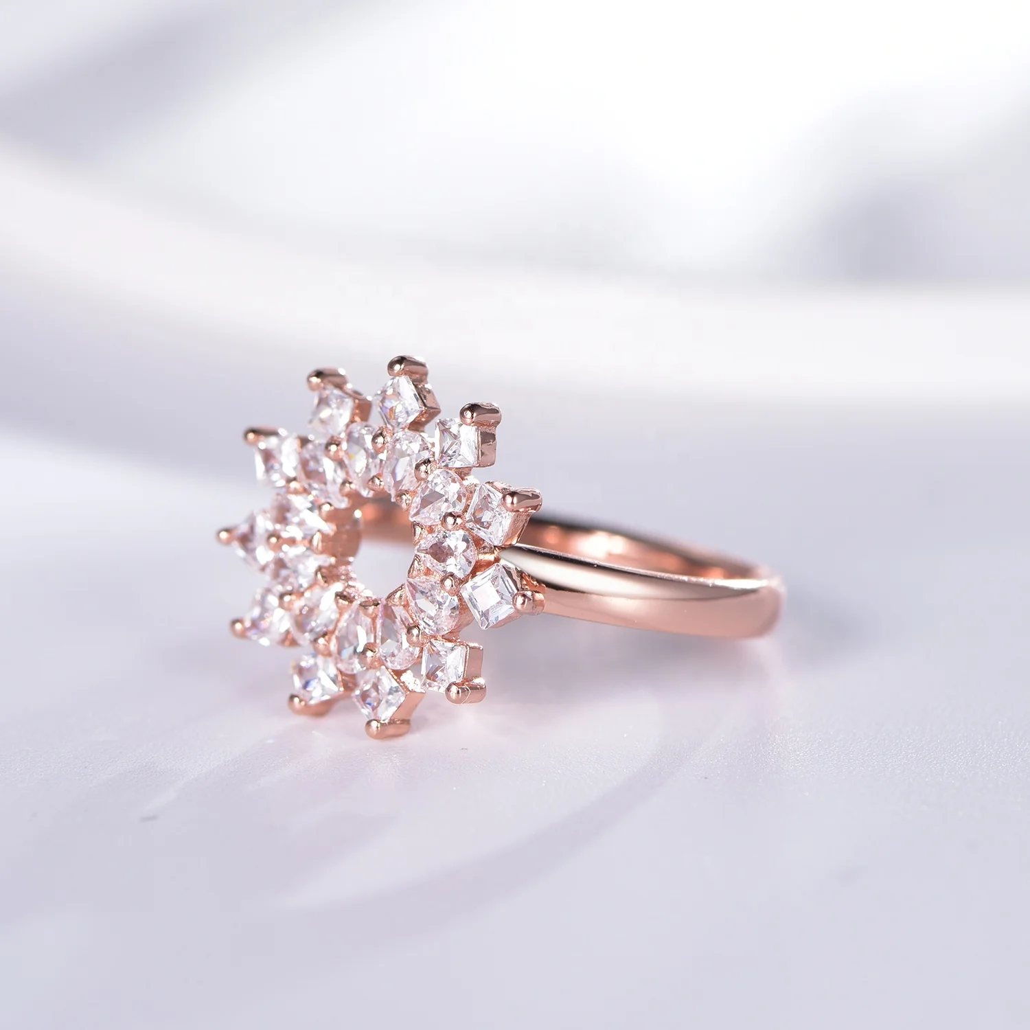 zircon ring rose gold bands woman jewelry sterling silver rose gold plated rings rose gold silver rings