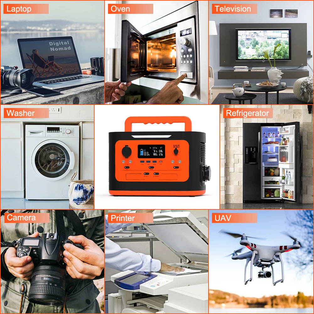 Outdoor Camping Pure Sine Wave 220V 600W 1000W 1080Wh Lithium Power Generator AC Power Supply Bank Solar Portable Power Station