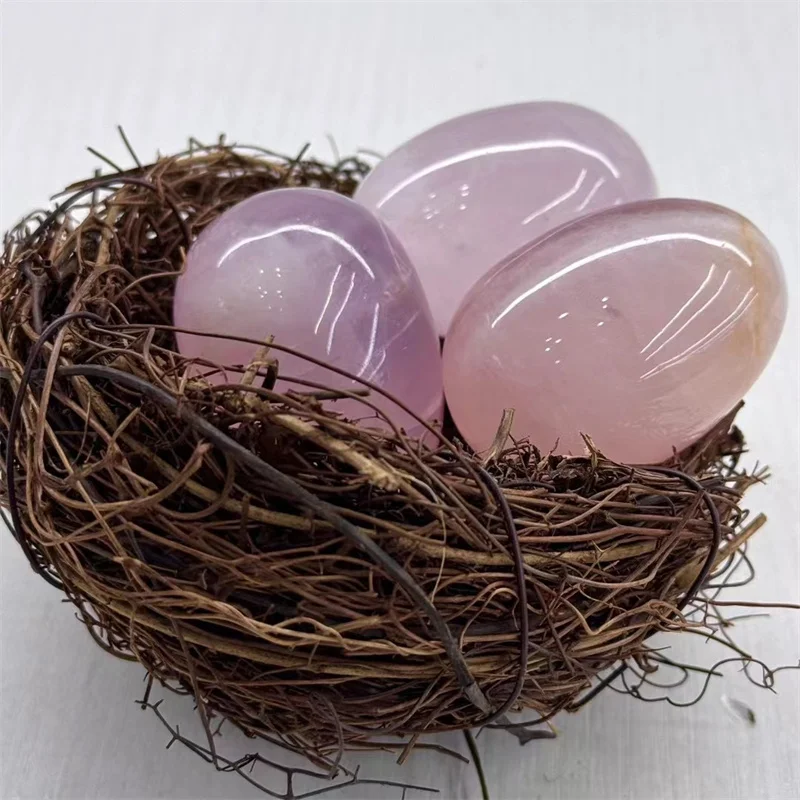 Wholesale Crystal Egg Polished Hexagram  Rose Quartz Carving Natural Star Light Rose Quartz Egg For Gift