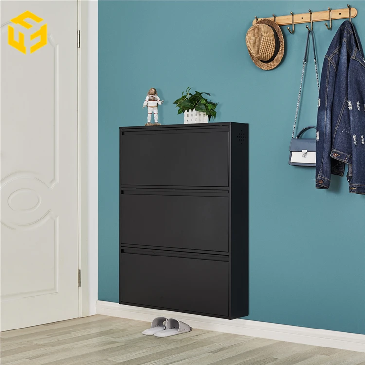 Wall Mounted Hallway Steel Shoe Box Cabinet Foldable Metal Shoe Cabinet